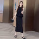 JTKW2024 new niche hot girl outfit with temperament sleeveless neck halter French simple and fashionable waist-hugging two-piece set [3895#] Green S suggested that 95Jin [Jin equals 0.5 kg] less