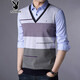 Camiseta de manga larga de Playboy Spring Camiseta de algodón para hombres de algodón de mediana edad de mediana edad y jóvenes camiseta de camiseta de gran tamaño, ropa falsa de dos piezas de dos piezas, ropa de otoño 3879 azul 180/xxl