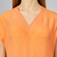 VOA JACQUARD CREPO CREPE NARANJA RED ROJO ENCHA DE MANA A LA MANGA CORTA VERSATILLO MULBRA DE MULBRA