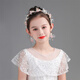 Children's garland headdress girl birthday show host hair accessories girl princess super fairy pink garland head flower jewelry white single headband + ear clip + wrist flower