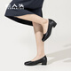 Old man's head (LAORENTOU) women's shoes thick heels plain commuting shoes shallow mouth round toe hood single shoes mother's shoes LB13553 black 37