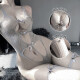 Sexy pajamas and sexy underwear women are extremely seductive and revealing their vaginas without taking off jk uniforms and stockings suits thongs perverted breasts open bridal couples stimulating sm role-playing large size [9913 gray] sexy hollow one-piece net clothes bunny girl stepmother skirt hip skirt