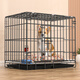 Dog cage small and medium-sized dog pet folding cage Teddy dog cage indoor with toilet pet rabbit cage cat cage chicken cage silver (cage + tray + grid + double bowl 85*60*70 reinforced version 30Jin Jin equals 0.5 kg within