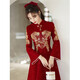 Seidler New Chinese Cheongsam Toast Wear Bride 2025 New Burgundy Xiuhe Clothes Home Long Sleeve Wedding Engagement Dress Burgundy M (Recommended 96-105 Jin Jin equals 0.5 kg)