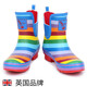 Evercreatures British rain boots women's rain boots adult water boots non-slip water shoes rainbow stripes low top rubber rain boots women's style rainbow 12RBW 37 (UK4)