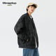 MMOPTOP American PU leather baseball jacket men's spring and autumn trendy handsome work jacket top 6211 black M