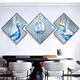 Aohan Modern Restaurant Decoration Painting Creative Wine Glass Multi-sided Rhombus Painting Hall Dining Table Background Wall Hanging Painting Dining Room Wall Mural JD15839 40*40/40*40/40*40 Textured Oil Canvas Aluminum Alloy Black Frame