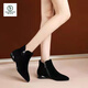 Woodpecker women's shoes women's genuine leather Martin boots women's 2025 new autumn and winter short boots women's boots plus velvet snow boots women's black plus velvet 35 standard size