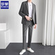ROMON (ROMON) suit men's suit casual loose professional suit solid color jacket spring and summer groom wedding dress light mature style small suit [two pieces] apricot suit + trousers XL size