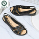 Specht Mutters Sandalen im Sommer Neue Flachspitze-Anti-Schlitten-Slip-Fadenschuhschuhe elegante und vielseitige mittlere und ältere Frauenschuhe außerhalb von Frauen außerhalb 866 Schwarz 38 Einen Größe kleiner