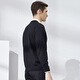 EMZ Ordos [100% Wolle] Herren-Strickjacke Frühling Antibakterielles V-Ausschnitt Business Casual Cardigan Jacke Black L 175/92a