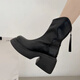 Dans les bottes à talons épais miroises et épaisses pour les petites bottes Martin de printemps pour femmes nouvelles bottes simples bottes Chelsea Boots fines françaises noir 38