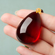 Ancient natural amber beeswax pendant blood amber certificate pendant necklace casual blood amber sweater chain with water drops 7207 about 28.76g about 63.2*34.7