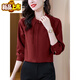 Chu Jing new Chinese style button-up long-sleeved shirt spring and autumn tops women's shirts 2025 new mother high-end chiffon shirt red M 80-100Jin Jin is equal to 0.5 kg