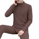Autumn and winter high collar long-sleeved T-shirt men's double-sided German velvet autumn coat base layer slim fit inner warm t-shirt underwear top coffee top + dark gray top two-piece set 4XL recommended 160-175Jin Jin equals 0.5 kg