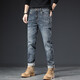 Jeep Spirit Jeans Herren Frühling und Herbst neue, schlanke Hose Retro Casual Vielseitige Hosen Männer 5009 Blau und Grau 31