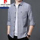 Pier Cardin Pure Cotton Komfortable langärmeliges Hemd Herren Frühling und Herbst mittleren Alters und ältere Männerplaid losen losen, großgrößter Baumwoll-Hemd-Hemdjacke 6626 Gray Thin Style 170/l Empfohlen 115-135jin [Jin gleich 0,5 kg]