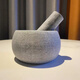 Meikejie household stone mortar, garlic mortar, medicine mortar, natural bluestone garlic masher, garlic press, garlic jar, supplementary food grinding stone, matte 03, enlarged 15*15*8.5 set