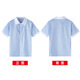 Xin Yueqing children's summer short-sleeved shirt for boys and girls, primary and secondary school uniform shirt, white collar, blue pinstripe half-sleeved top, thin striped boys' short-sleeved shirt 160 cm