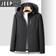 JEEP SPIRIT户外冲锋衣男女款春秋款防风防水登山服冬季加绒加厚滑雪服外套男 6629三合一红色【可拆卸两件套】 L
