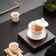 SUSHI CERAMICS Hovering Horseshoe Sancai Covered Bowl Mutton Fat Jade Gold Dehua White Porcelain Kung Fu Tea Set J1038