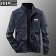 JEEP SPIRIT jacket men's spring and autumn stand collar loose double-sided wear winter youth middle-aged business jacket with cotton jacket 9866 khaki spring and autumn style [upgrade version] L (recommended 115-130 Jin [Jin equals 0.5 kg])