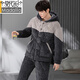 MODAL CORAL VELVET PYJAMAS FÜR MÄNGER DER DREIDE DIREKTIERTE COTWONTE PLUS Samt Flanellflanell warmer Kapuzenbekleidungsanzug Männer 831 Grau [Knopf] L empfohlen 100-125 Jin [Jin entspricht 0,5 kg]