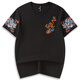 Denon Supreme kurzärmelige T-Shirt für Männer und Frauen Modemarke Sommer chinesischer Stil Phoenix Sticked Loose Kurzärmer T-Shirt T691 Black XL Code (Empfohlen 135-155jin [Jin ist 0,5 kg]))