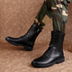 Western Region Kamel extra große Lederstiefel Echte Leder Kurzstiefel Herren Martin Boots große Kampfstiefel High Top Herren Stiefel Schwarz (Single Schuhe) 42