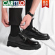 卡帝乐鳄鱼（CARTELO）皮鞋男款德比男士休闲商务工装时尚潮流布洛克厚底低帮大头马丁靴 黑色6625 四季款 40 标准皮鞋码