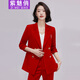 Purple Charming Little Suit Women's Suit Spring Autumn Winter Long Sleeve Double Breasted Business Suit Casual British Style Young Suit Pants Red (Single Suit) XL (Recommended 110-120 Jin Jin equals 0.5 kg)