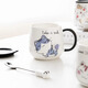 PINYU cup, mug, coffee cup, ceramic cup, high-looking water cup, household large-capacity brewing cup with covered spoon, little blue cat