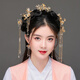 Hanfu headwear, ancient style hairpins, retro hair combs and hairpin sets, tassel steps, ancient costume rocking hairpins for bride, full set at special price (no pierced ears, ear clips)
