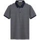 Dancing with Wolves [with mulberry silk] striped lapel short-sleeved T-shirt for men 2025 summer new casual breathable Polo shirt 6196 dark blue 102 2XL (185)