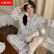 GIOIO新款ins日系卡通KT猫睡衣女学生甜美可爱长袖长裤宽松家居服套装 9227 M