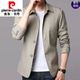 Pierre cardin lapel new jacket for men 2024 spring and autumn thin business casual men's middle-aged daddy's button jacket 1048 light gray XL