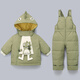 Baby down jacket 8 months old 1-3 years old boys and girls winter thickened short baby two-piece suit children's hood 8807 coffee top + overalls 80 (size is too large, recommended height 75-85cm)