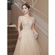 SAIDELE champagne color evening dress 2025 new adult gift small birthday party light luxury niche high-end art exam skirt for women champagne color medium length L (recommended 106-115Jin [Jin equals 0.5 kg])
