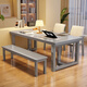 Yaqu full solid wood Zhuozi living room large long desk home dining table integrated workbench widened large board study desk writing desk C9902 ivory white single table 140x80x75cm [desktop 65mm]