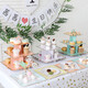 Mengyier Desserttisch Display Rack Multi-Layer Dreischicht Display Rack Paper Tablett Dessert Rack SN3879 gestreiftes Gold Dreischicht quadratisch Weiß
