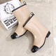 Xili mid-tube rain boots for women fashion style mid-top waterproof shoes for going out Korean version rain boots kitchen work anti-slip shoes rubber boots khaki 36