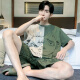 侨茼男士睡衣夏季纯棉短袖2025新款薄款青少年学生卡通大码家居服套装 B 1343（纯棉面料） L 170CM建议体重110-125