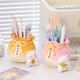 Yishangmei birthday gifts for women desktop ornaments Good luck pen holder Large Teacher's Day souvenirs work station decoration Sakura cat yellow pen holder (window gift bag)