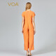 VOA JACQUARD CREPO CREPE NARANJA RED ROJO ENCHA DE MANA A LA MANGA CORTA VERSATILLO MULBRA DE MULBRA