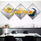 Aohan Modern Restaurant Decoration Painting Creative Wine Glass Multi-sided Rhombus Painting Hall Dining Table Background Wall Hanging Painting Dining Room Wall Mural JD15839 40*40/40*40/40*40 Textured Oil Canvas Aluminum Alloy Black Frame