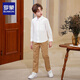 Romon white shirt boys and girls long-sleeved shirt children's spring and autumn shirt performance white long-sleeved shirt with pockets 120