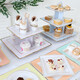 Mengyier Desserttisch Display Rack Multi-Layer Dreischicht Display Rack Paper Tablett Dessert Rack SN3879 gestreiftes Gold Dreischicht quadratisch Weiß