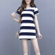 Hanmo Beauty Dress Set Women's Cotton Shorts Sports Suit 2020 Summer Dress Playful Casual Niche Hepburn Temperament Strap Striped Cotton T-Shirt Skirt HMDR0402 Picture Color M