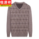 Hengyuanxiang chicken heart collar sweater men's middle-aged plaid diamond V-neck cardigan thickened large size loose dad suit red 6629 165/80A 100-120Jin [Jin equals 0.5 kg]