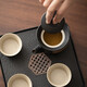 
BEYZK small tea plate, two people, Kung Fu small tea set, simple and modern home use SN3886, black pottery lifting beam, two cups, imitation black gold small long plate